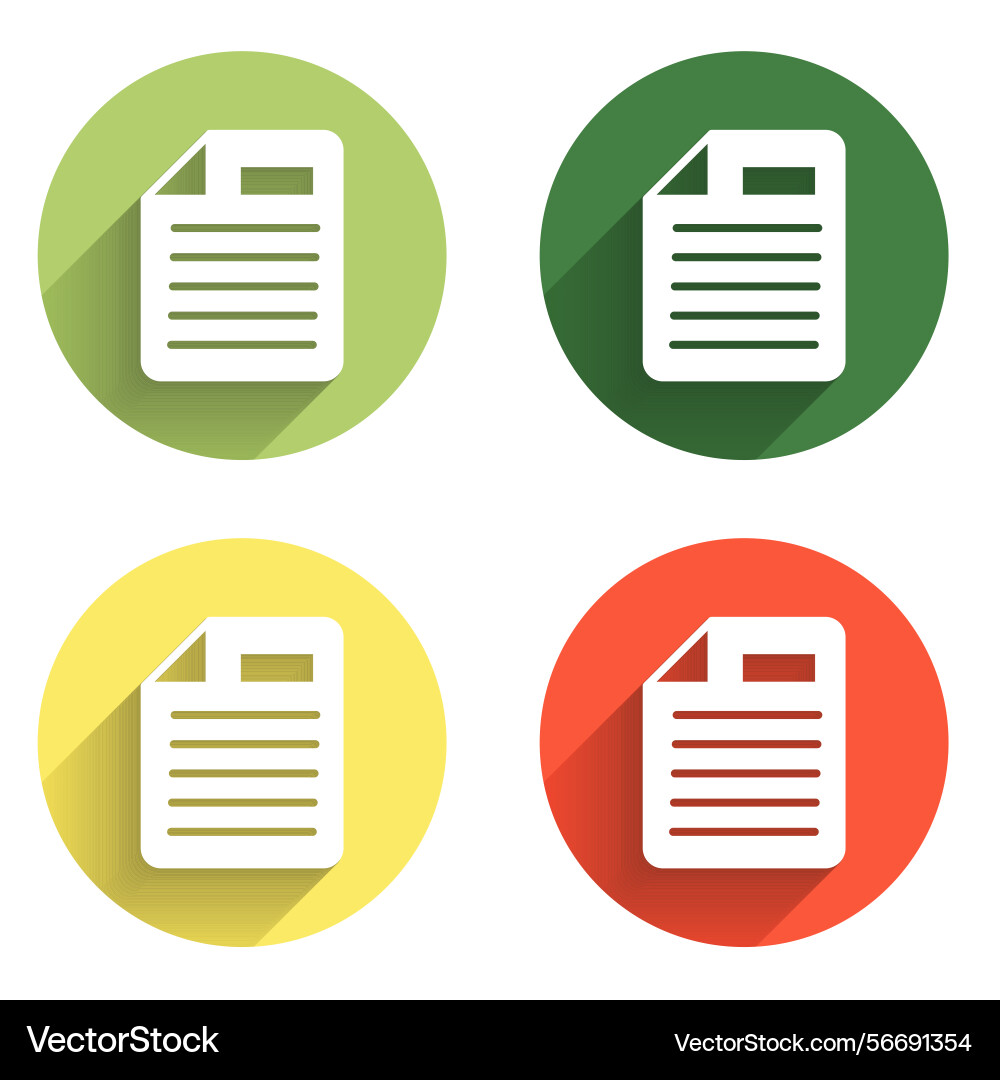 Set file document icon isolated with long shadow Set file document icon isolated with long shadow vector image
