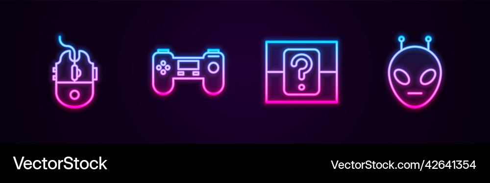 Set line computer mouse gaming gamepad mystery Set line computer mouse gaming gamepad mystery vector image