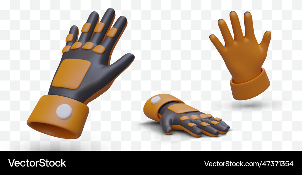 Set of 3d industrial protective gloves Set of 3d industrial protective gloves vector image