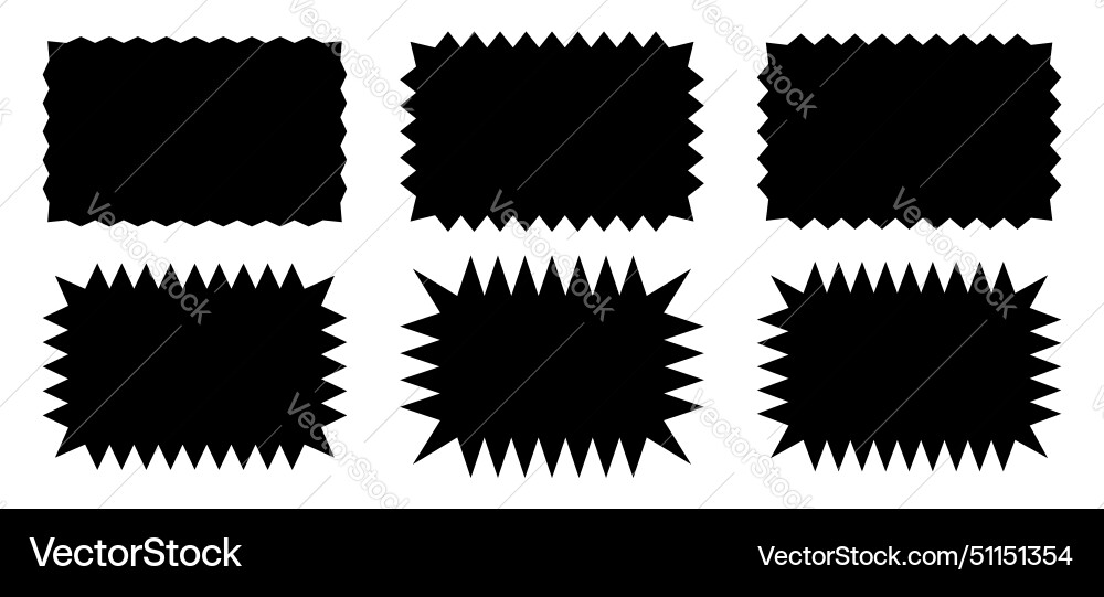 Set of empty black rectangles with zigzag edges Set of empty black rectangles with zigzag edges vector image