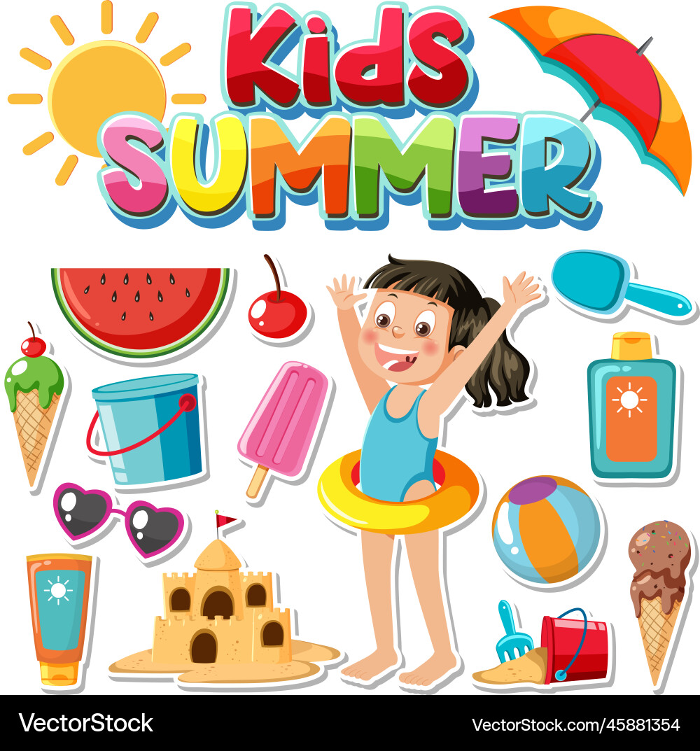Set of summer beach objects Set of summer beach objects vector image