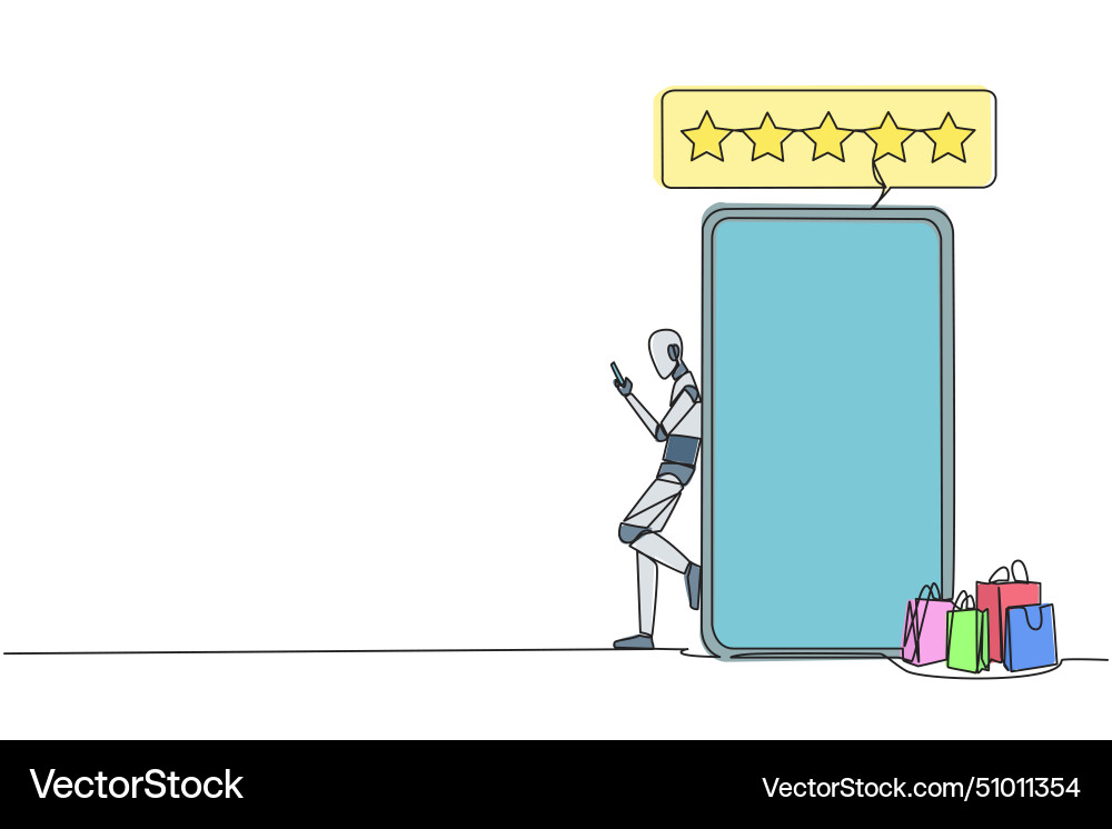 Single continuous line drawing robotic artificial vector image