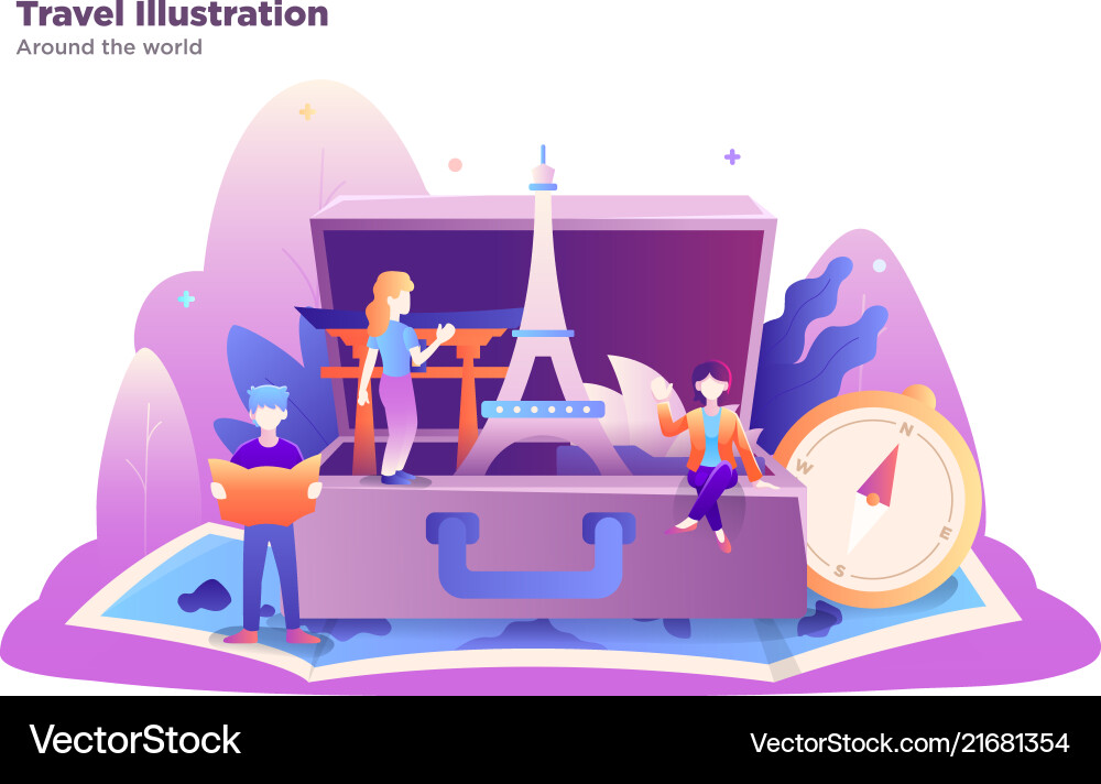 Travel with group of people Royalty Free Vector Image