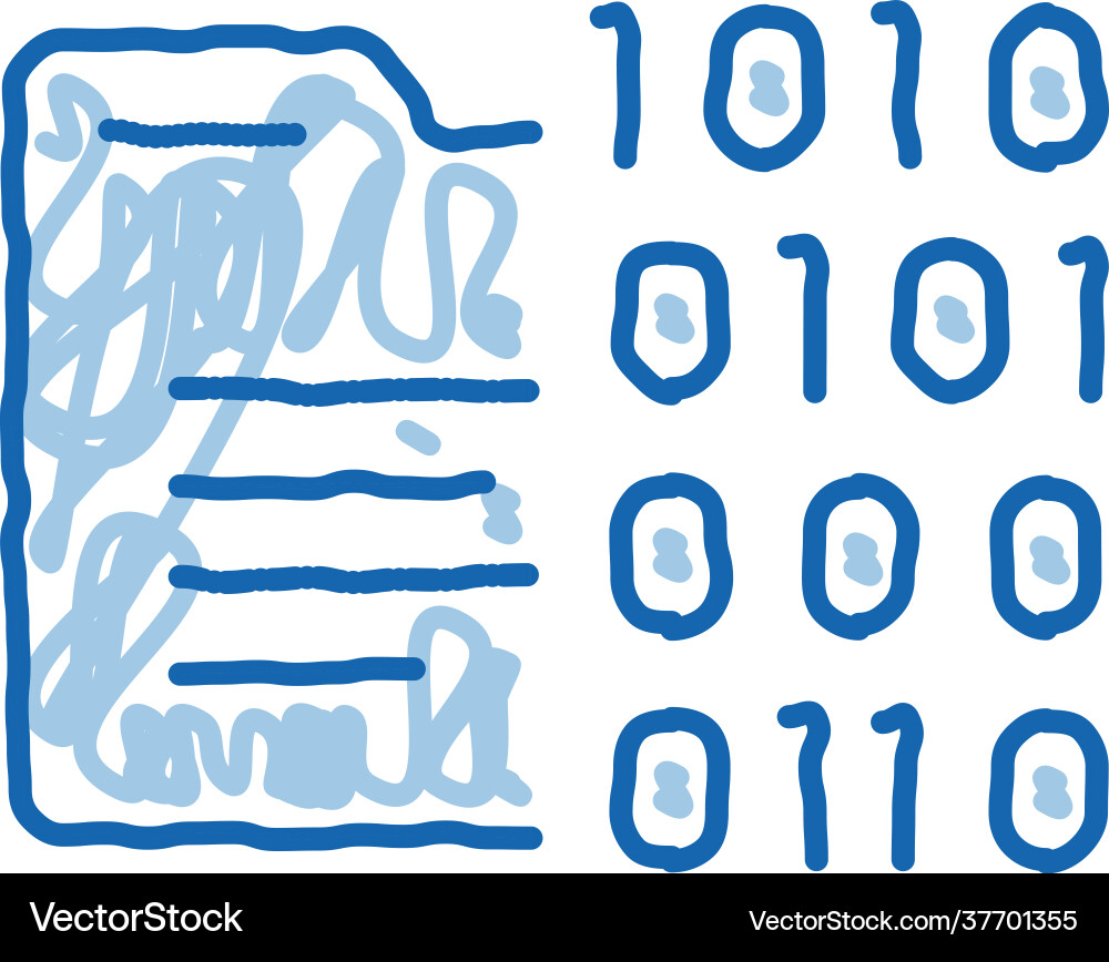 Binary code doodle icon hand drawn Vector Image