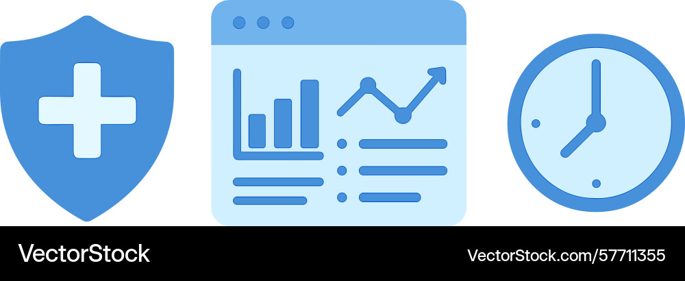 Blue shield with plus symbol webpage data graph Blue shield with plus symbol webpage data graph vector image