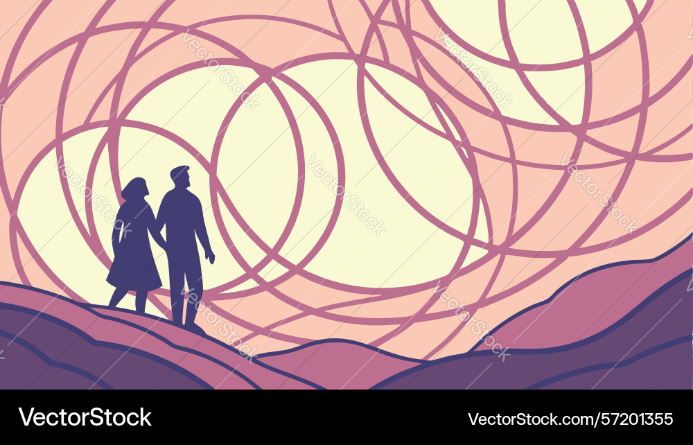 Couples journey in abstract swirls generative ai vector image