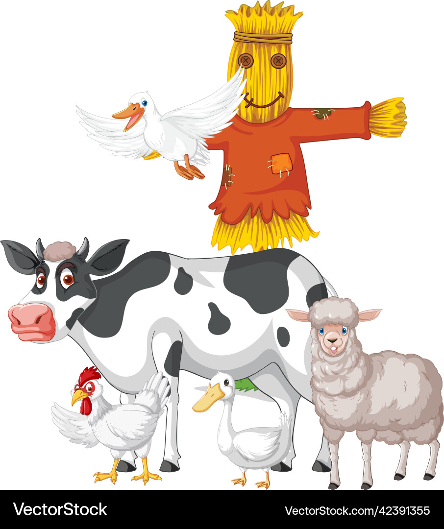 Farm animals on white background Royalty Free Vector Image