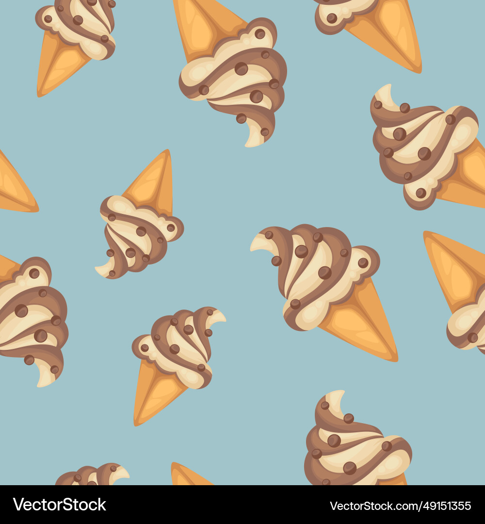 Ice cream sweet dessert in crunchy wafer cone Ice cream sweet dessert in crunchy wafer cone vector image