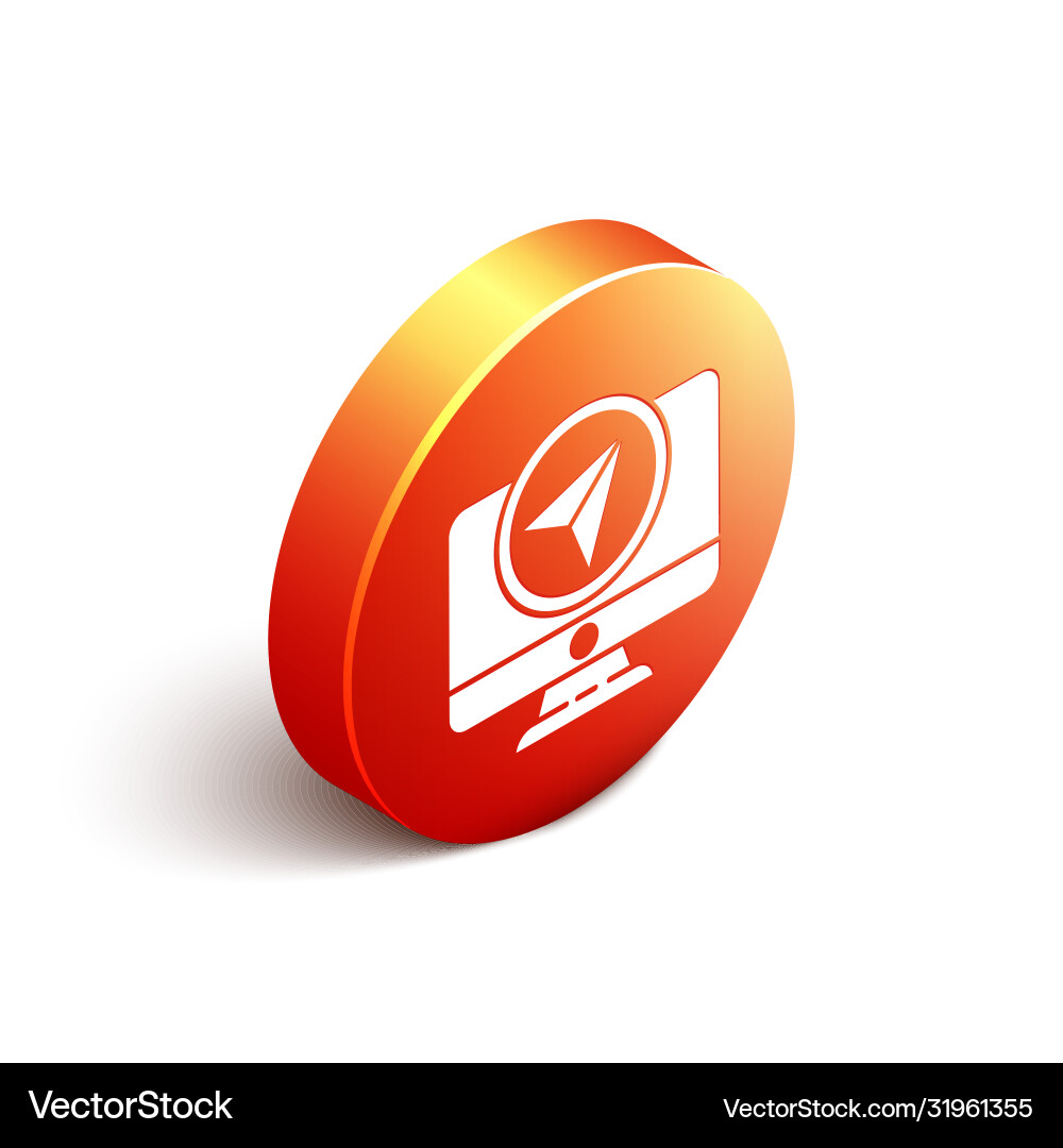 Isometric computer monitor and folded map Isometric computer monitor and folded map vector image