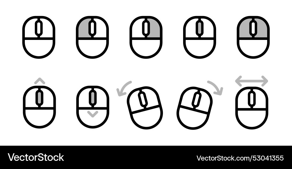Maus Eingabeset Sammlung von links rechts klicken Maus Eingabeset Sammlung von links rechts klicken vektorbild