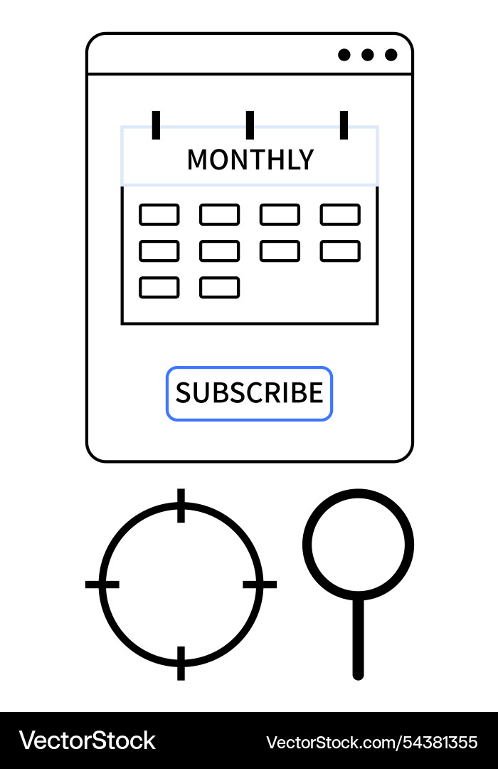 Monthly subscription with calendar and web icons Monthly subscription with calendar and web icons vector image