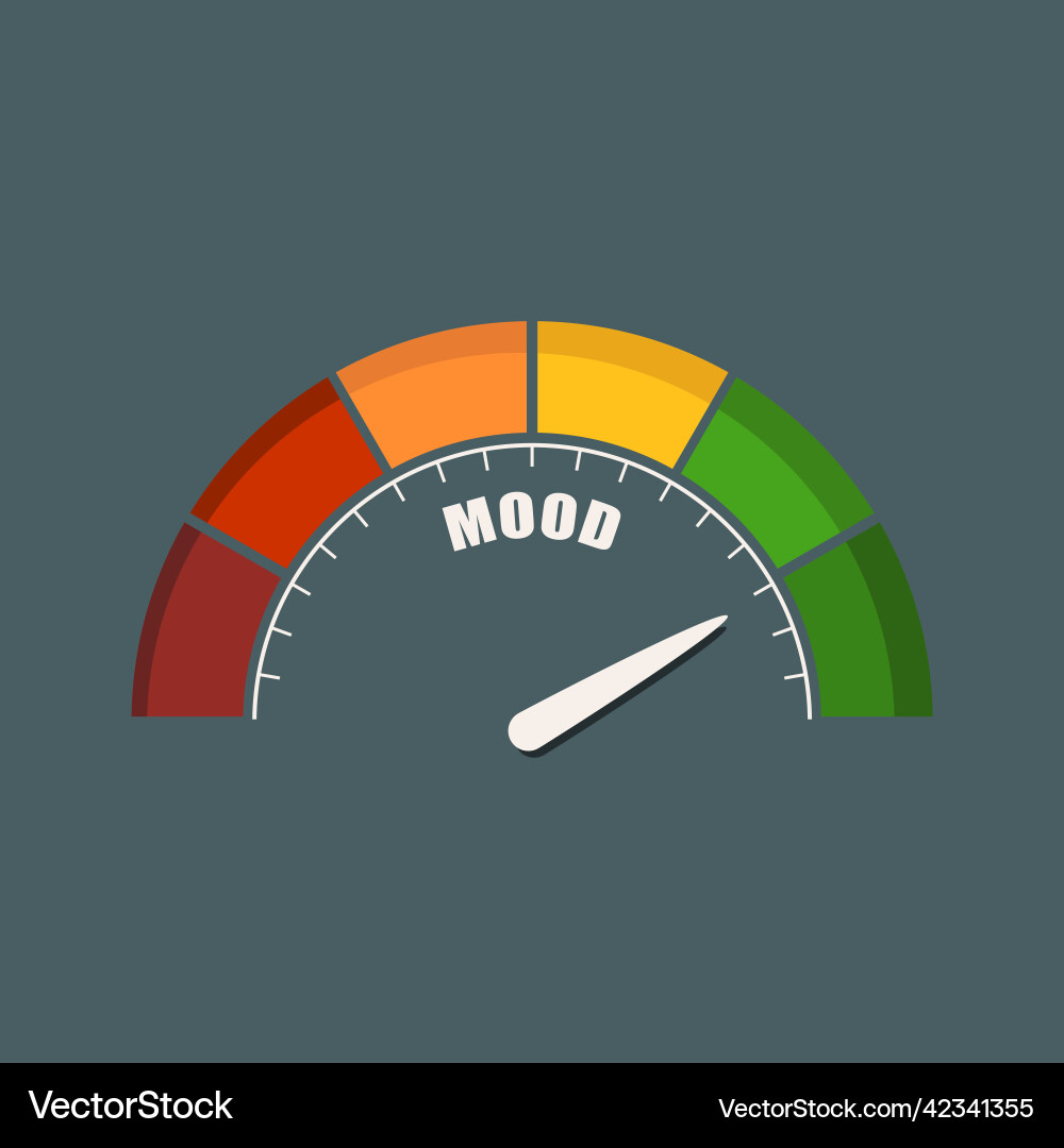 Mood measuring device with arrow and scale vector image
