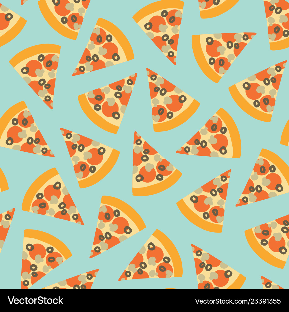 Pizza slice seamless pattern background Pizza slice seamless pattern background vector image