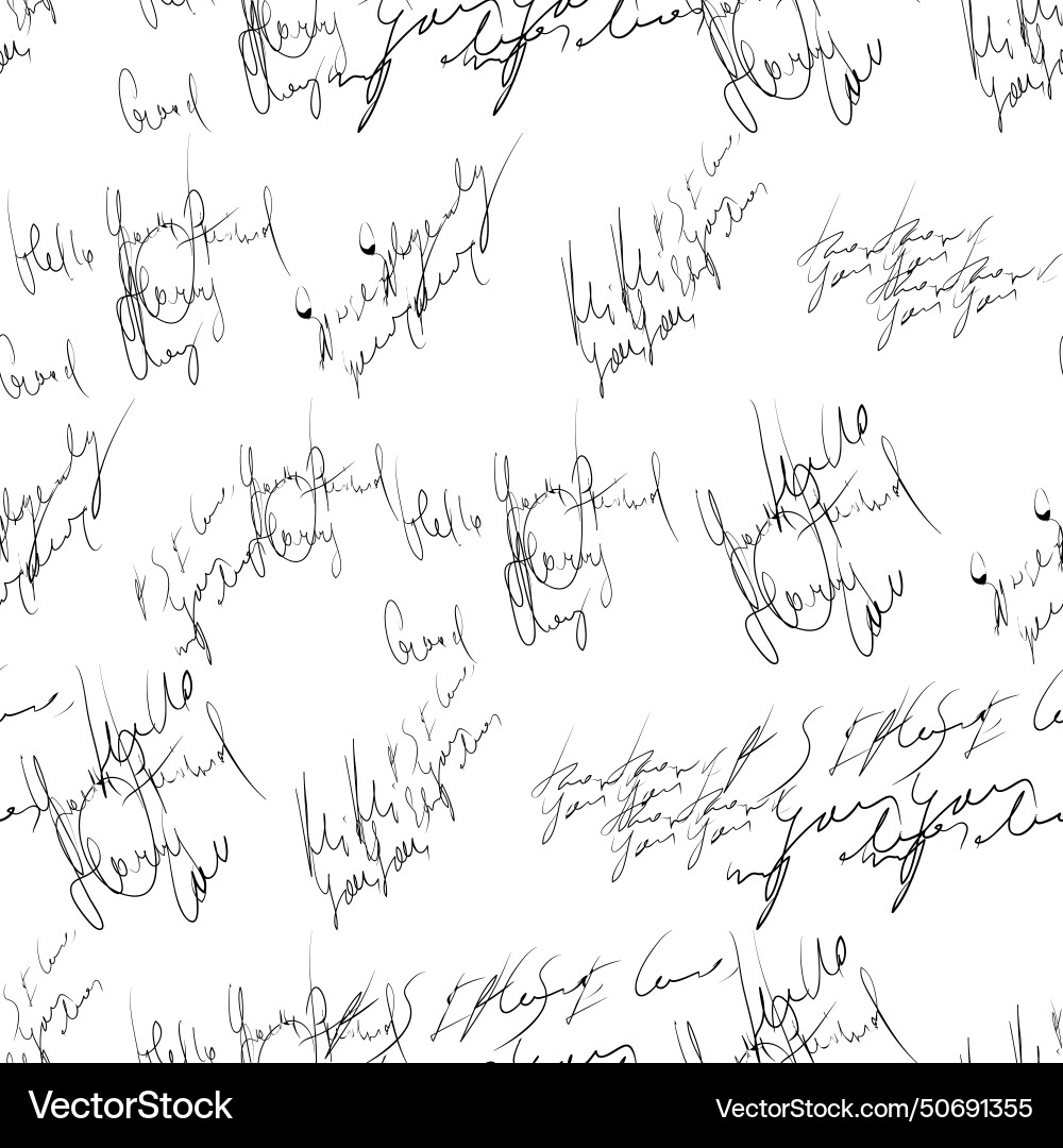 Seamless pattern of handwritten text on white Vector Image