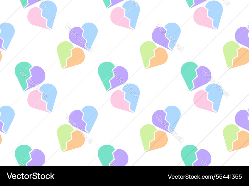 Seamless pattern with colorful broken hearts Seamless pattern with colorful broken hearts Vector Image