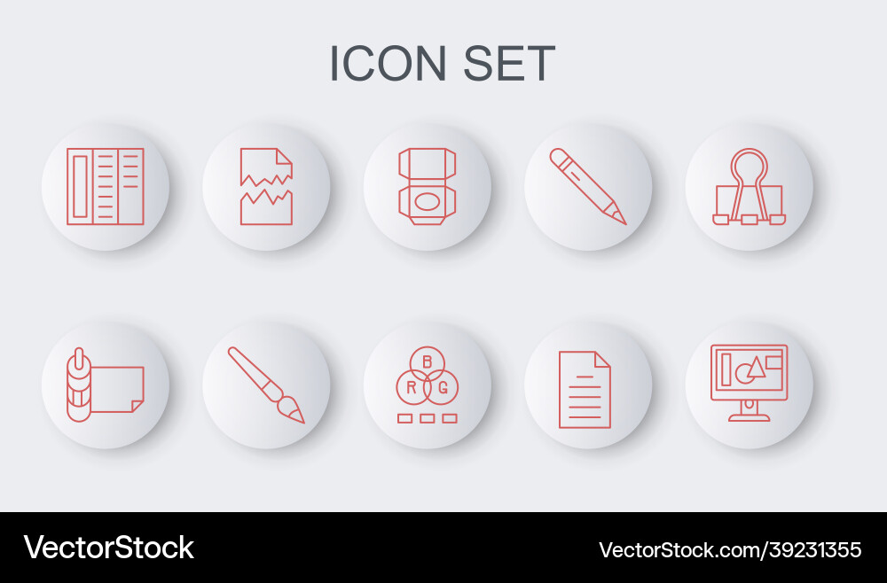 Set line computer monitor screen roll of paper Set line computer monitor screen roll of paper Vector Image