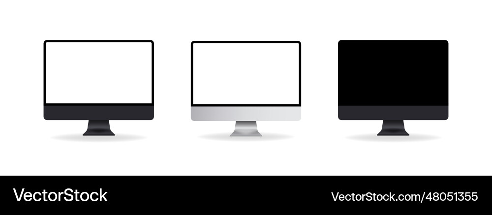 Set of computer monitor realistic vector image
