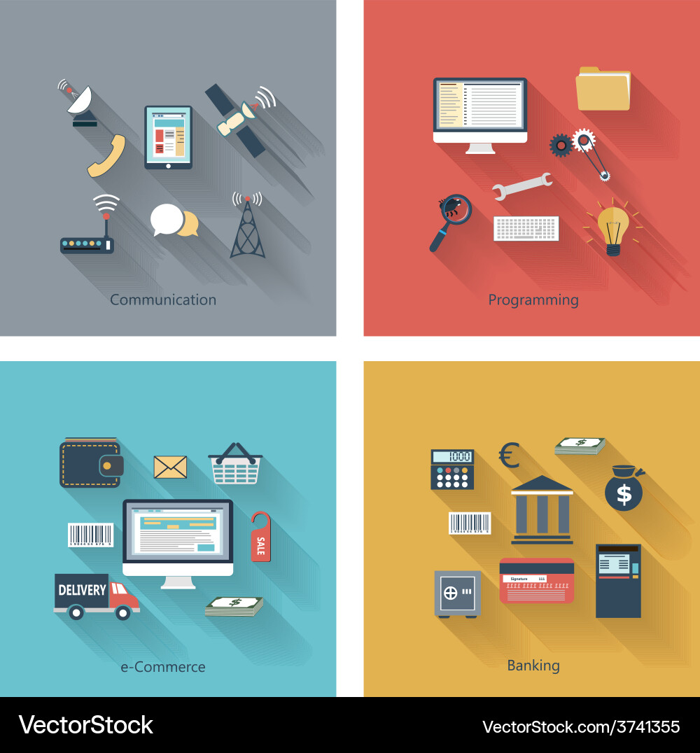 Set of modern concepts in flat design Royalty Free Vector