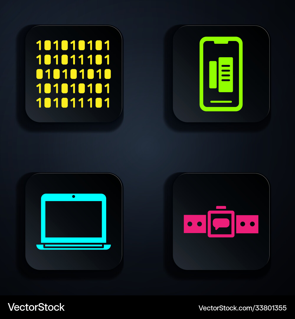 Set smartwatch binary code laptop and smartphone Set smartwatch binary code laptop and smartphone vector image