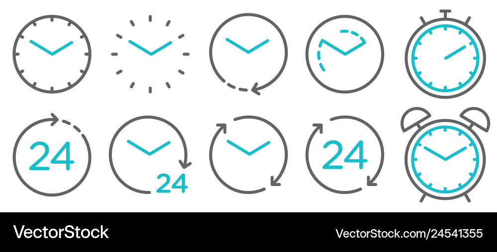 Time and clock line isolated icons linear icon Vector Image