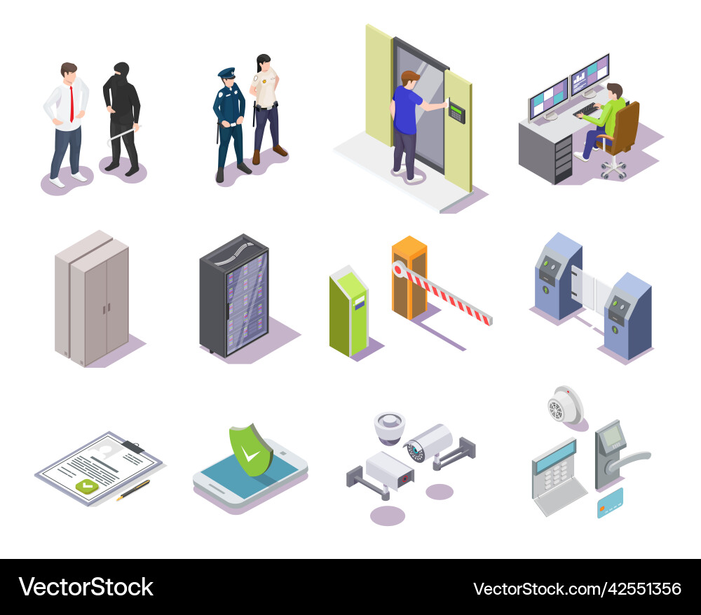 Access Control Security System Isometric Vector Image