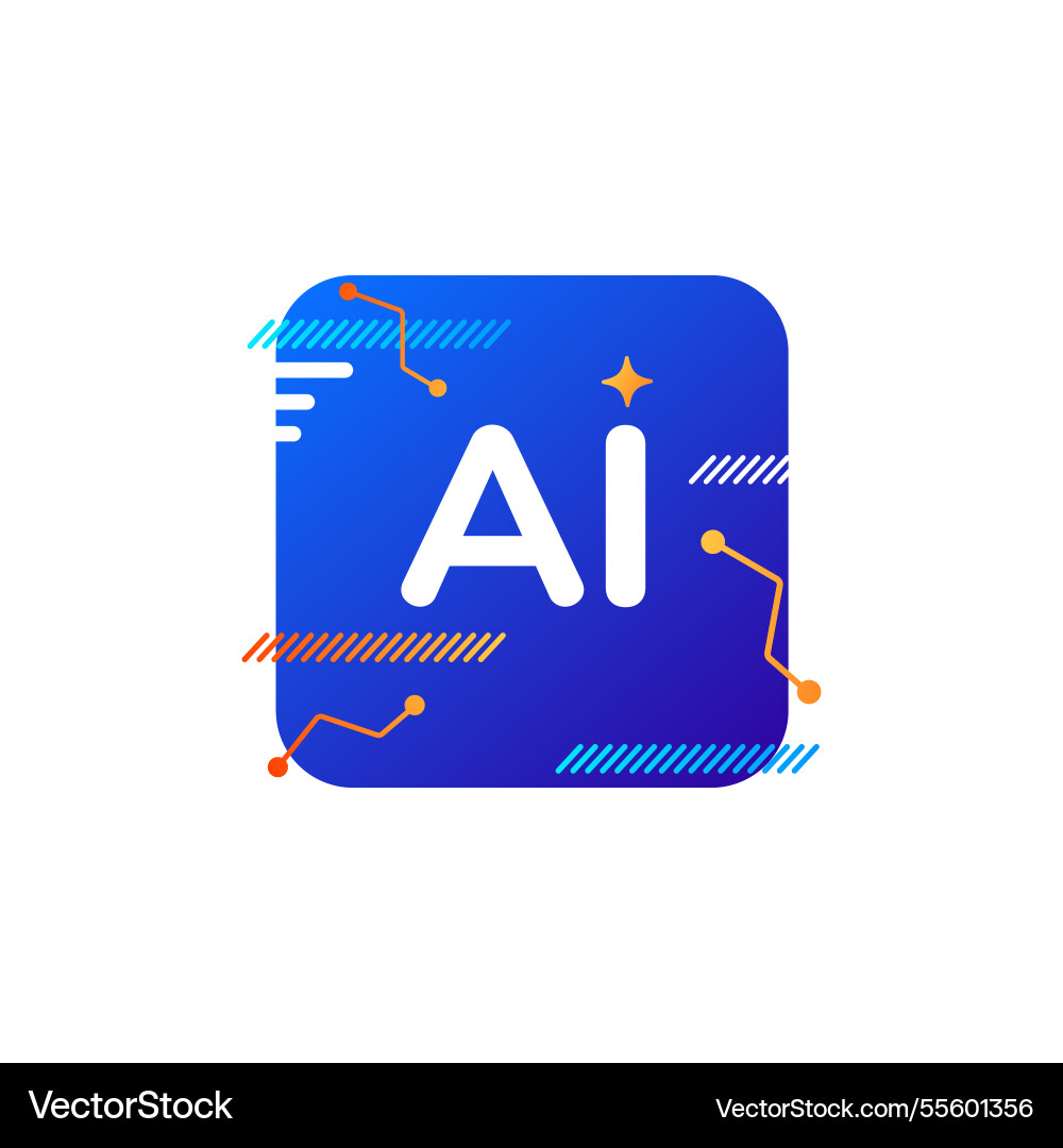 Ai symbol with abstract gradient glitch design vector image
