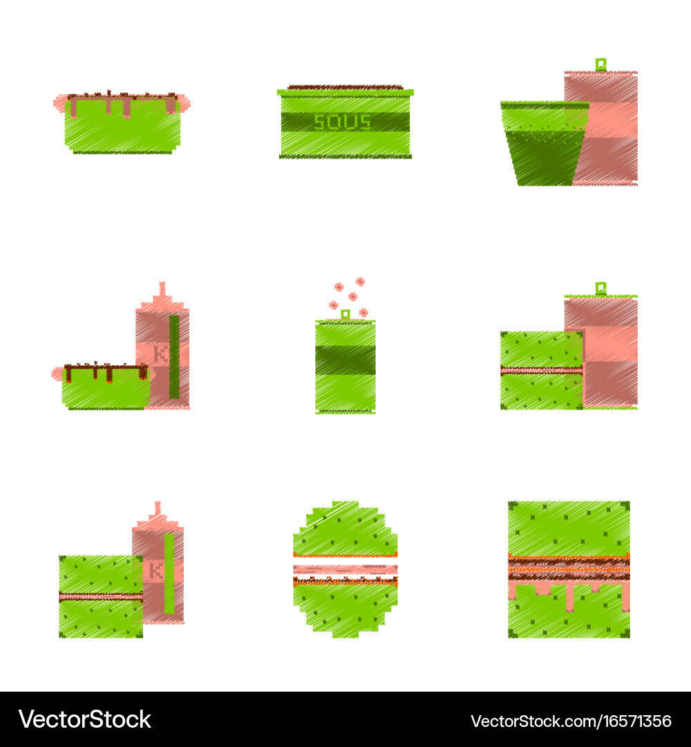 Assembly of flat shading style pixel icon fast vector image