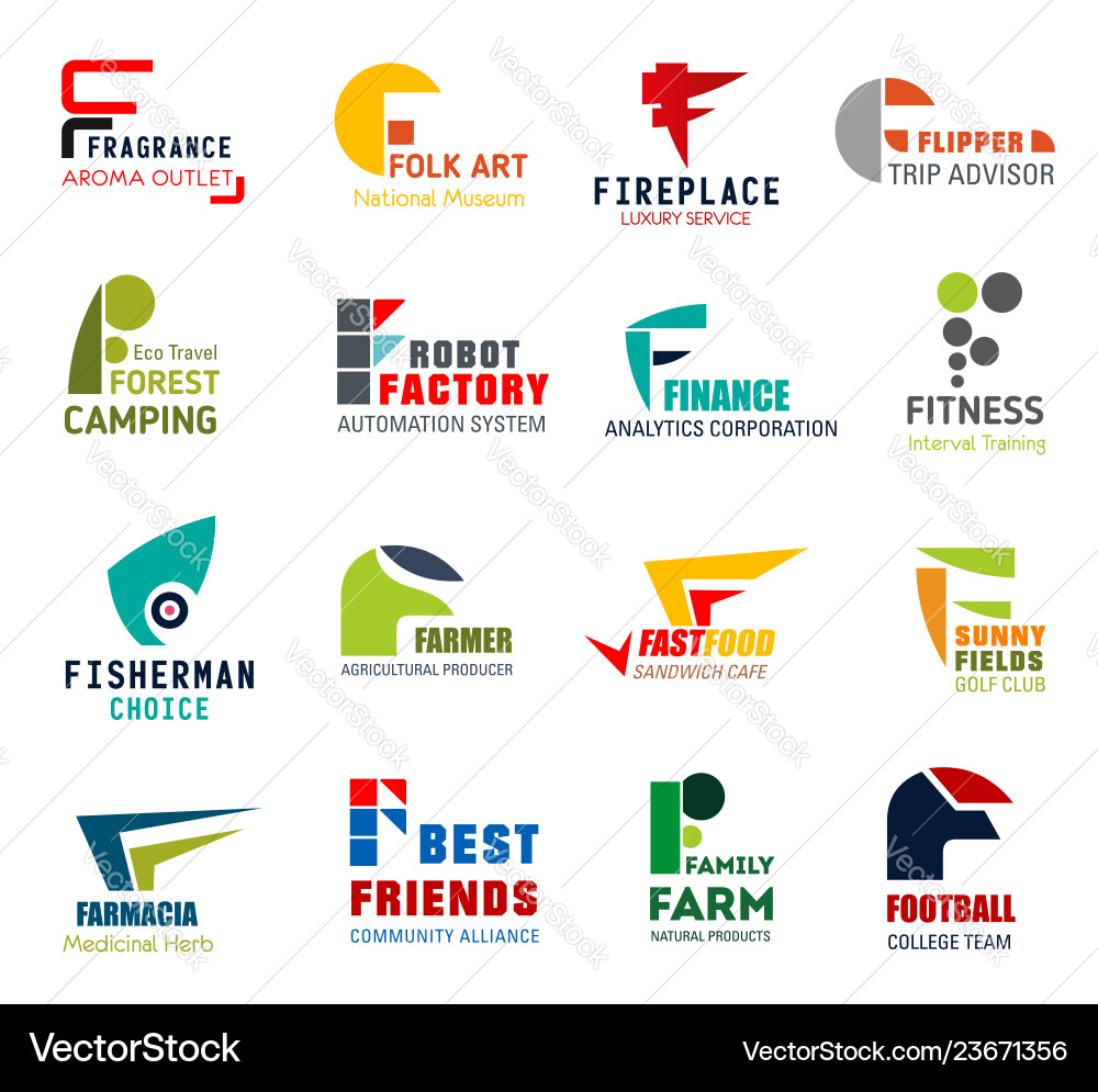 Business icons letter f corporate identity Business icons letter f corporate identity vector image