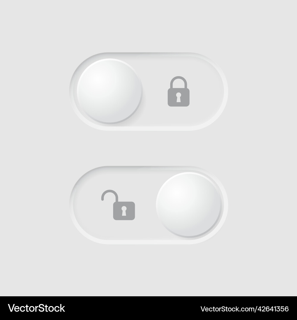 Button with lock and unlock mode neomorphism Button with lock and unlock mode neomorphism vector image