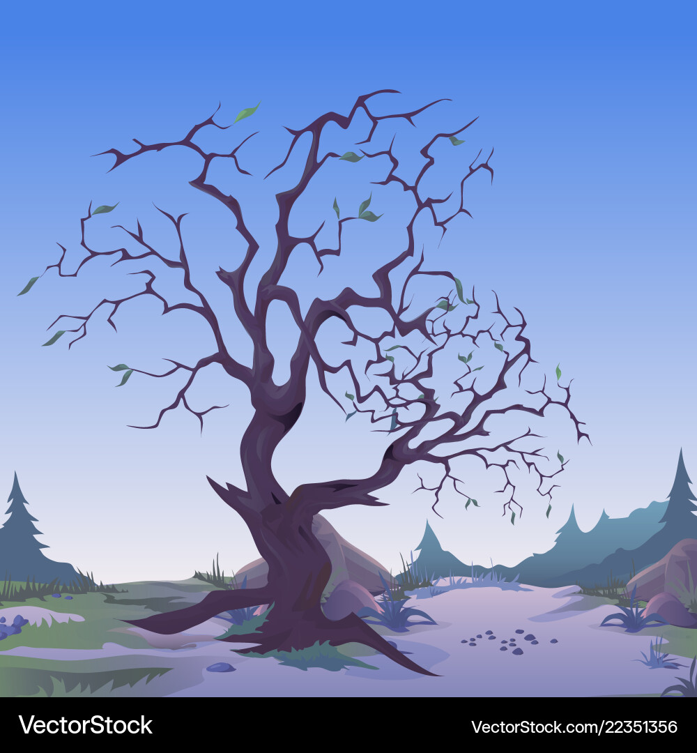Dark withered tree in twilight sketch Dark withered tree in twilight sketch vector image