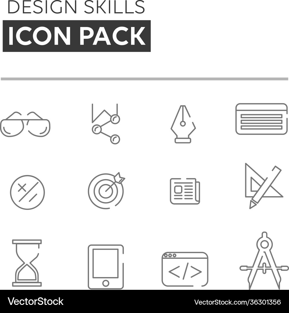 Design skills linear icon pack Vector Image