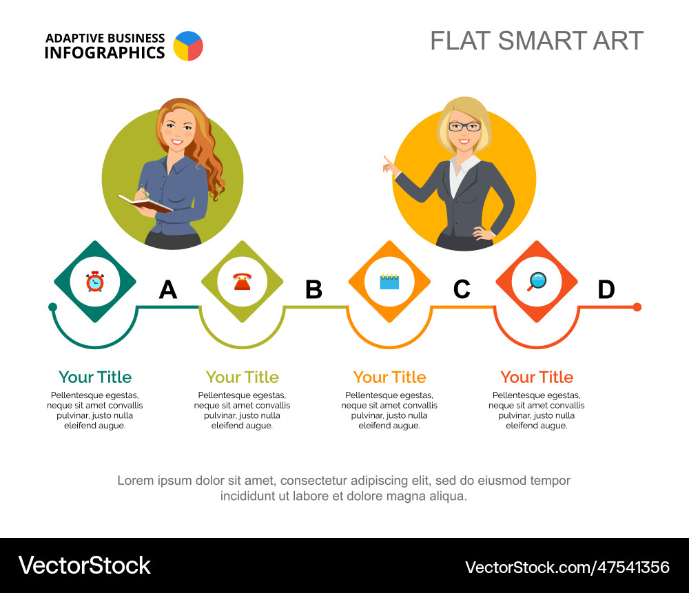 Four option process chart slide template Four option process chart slide template vector image