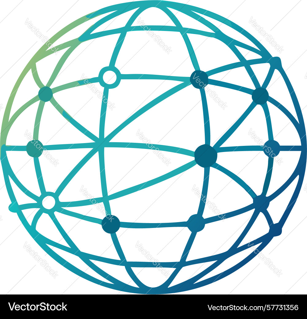 Global network globe interconnected world map Vector Image