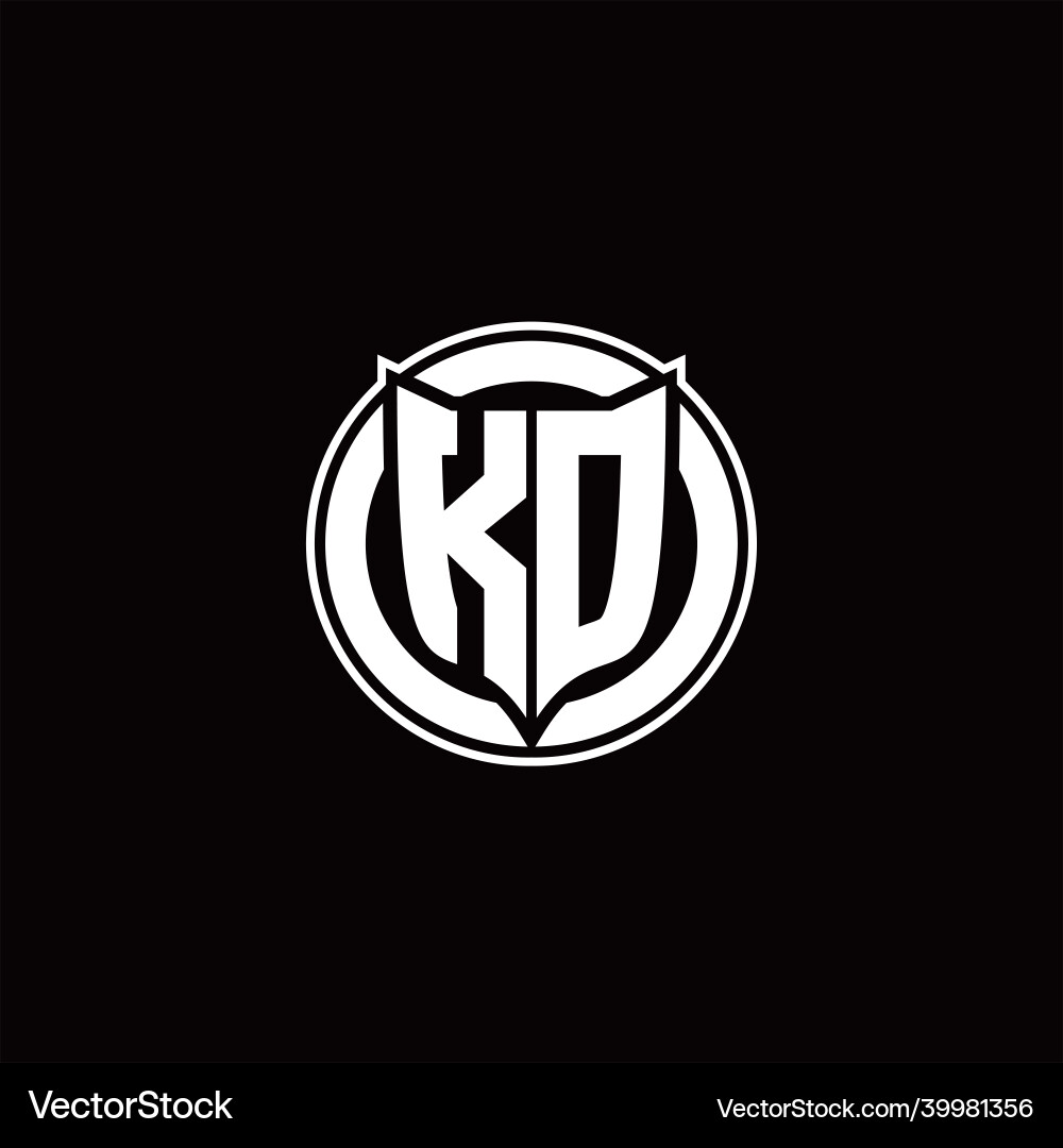 Kd logo monogram with shield and circluar shape vector image