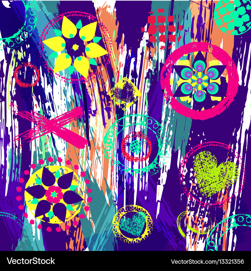 Retro Circles & Strokes Pattern vector image