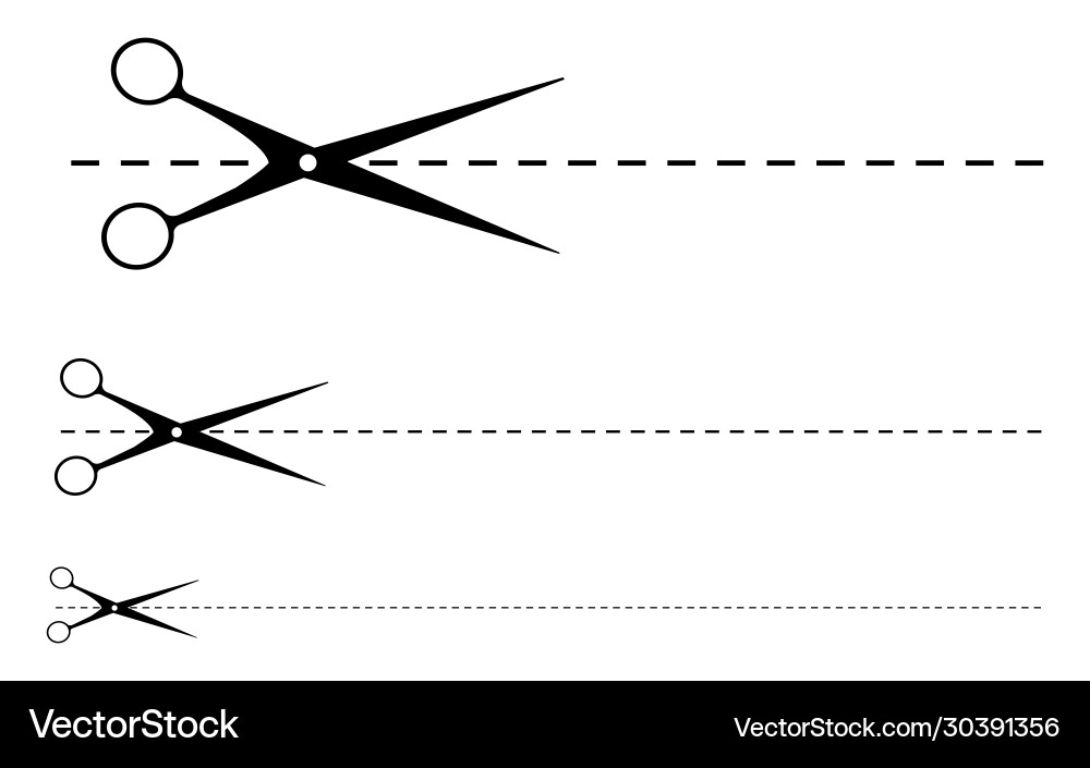 Scissors Cutting Line - Isolated vector image
