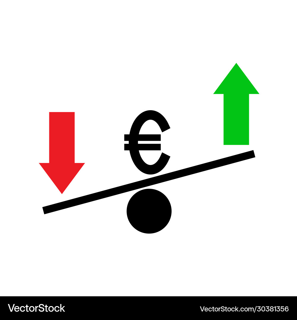 Seesaw euro exchange rate fluctuation concept Seesaw euro exchange rate fluctuation concept vector image