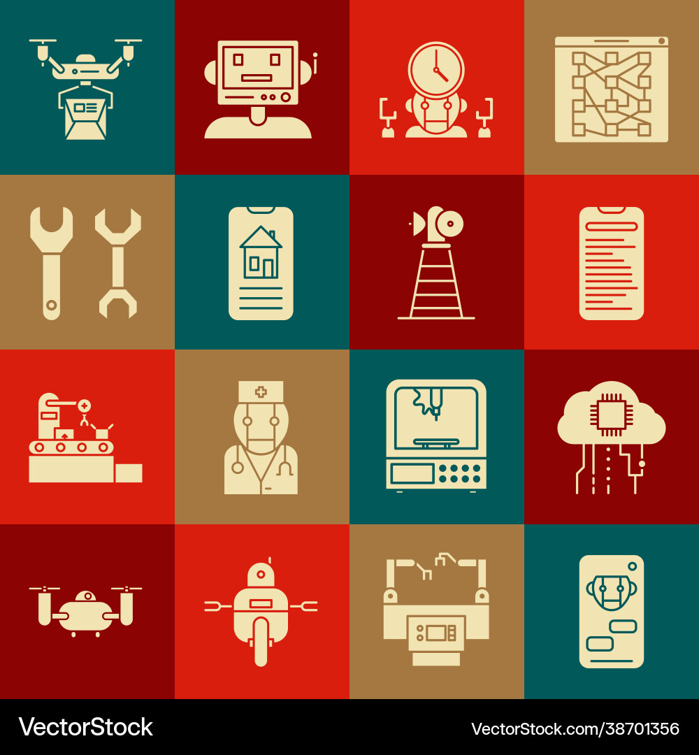 Set bot internet things computer api vector image