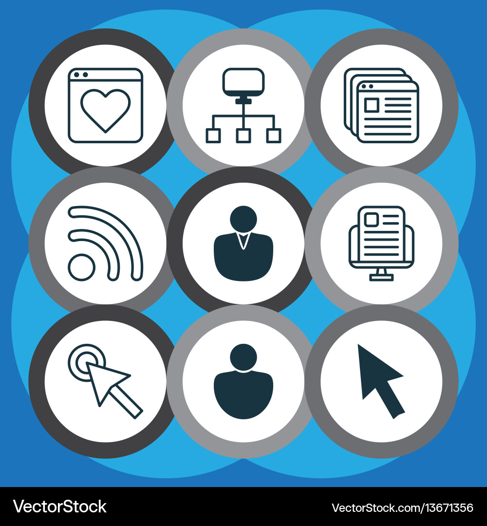 Set of 9 world wide web icons includes local Set of 9 world wide web icons includes local vector image