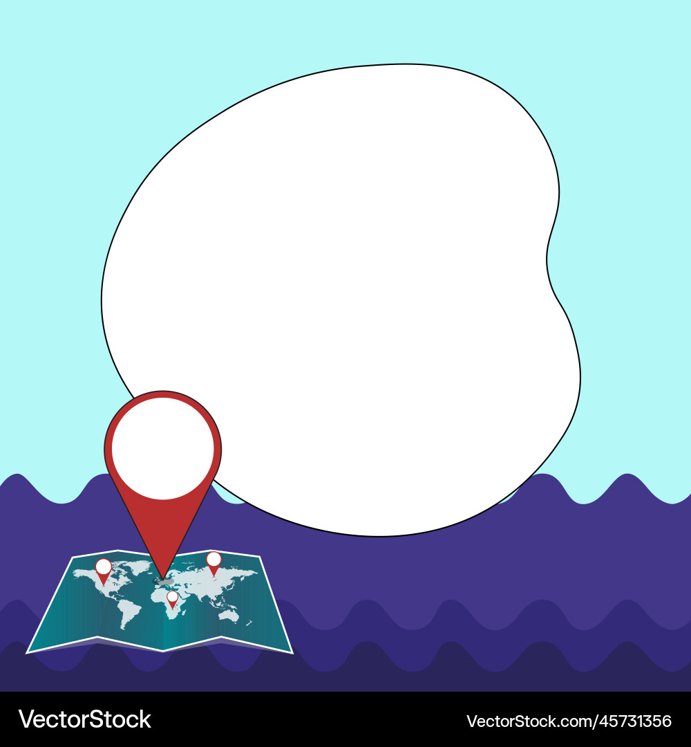 Speech bubble with important message above map Speech bubble with important message above map vector image