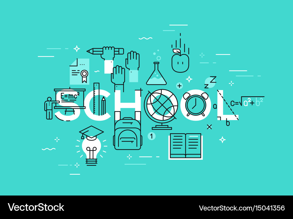 Thin line flat design banner of learning web page Vector Image