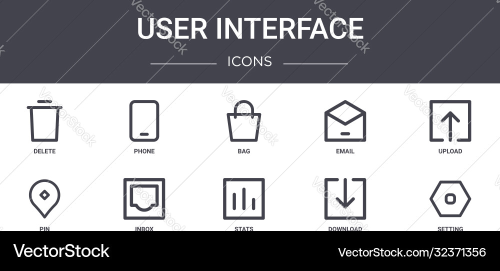 User interface concept line icons set contains User interface concept line icons set contains Vector Image