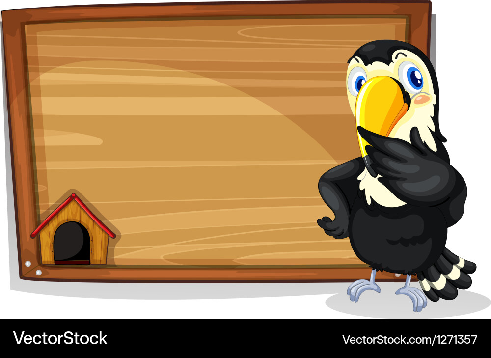 An empty signboard with a black bird vector image