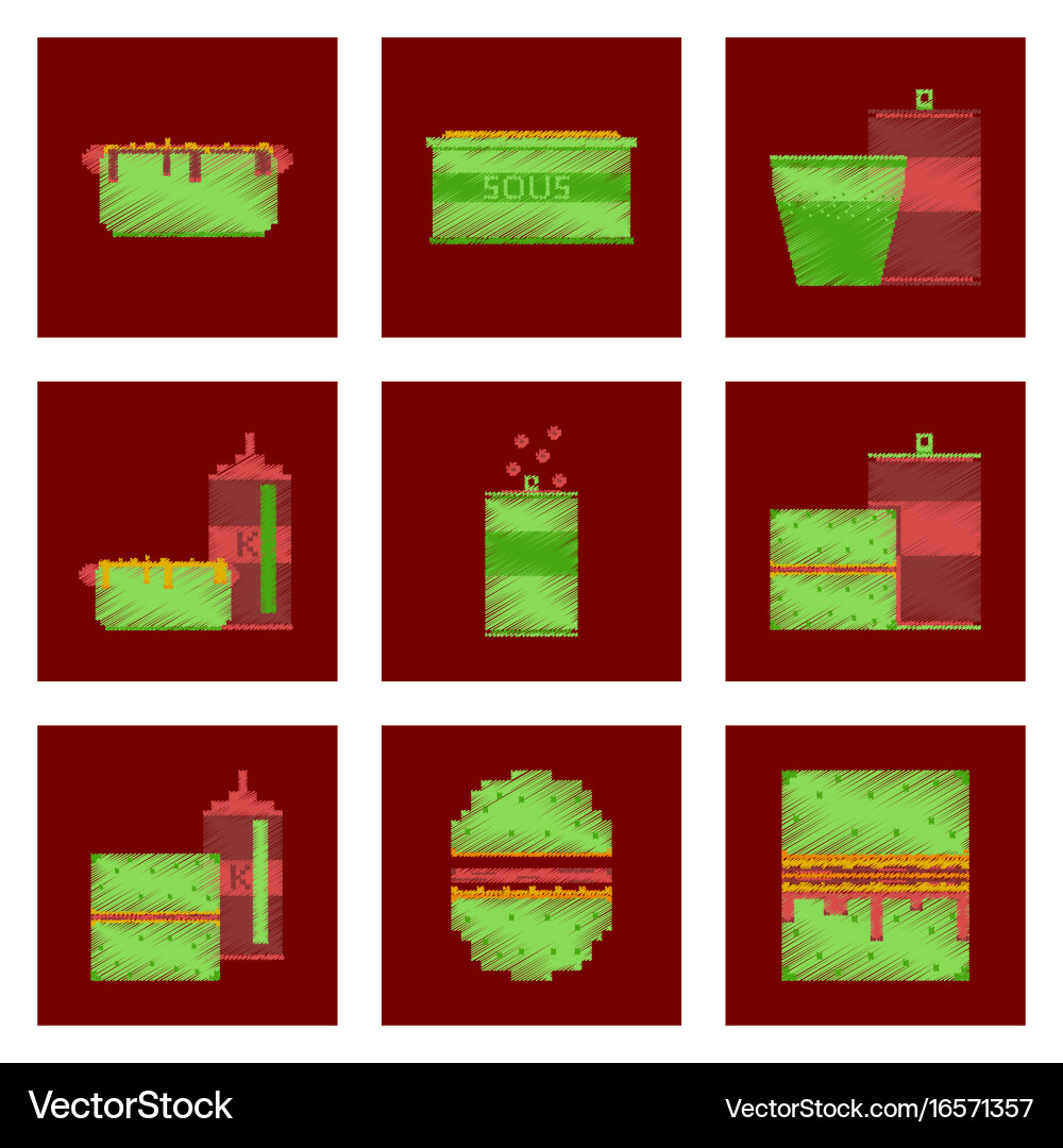 Assembly of flat shading style pixel icon fast vector image