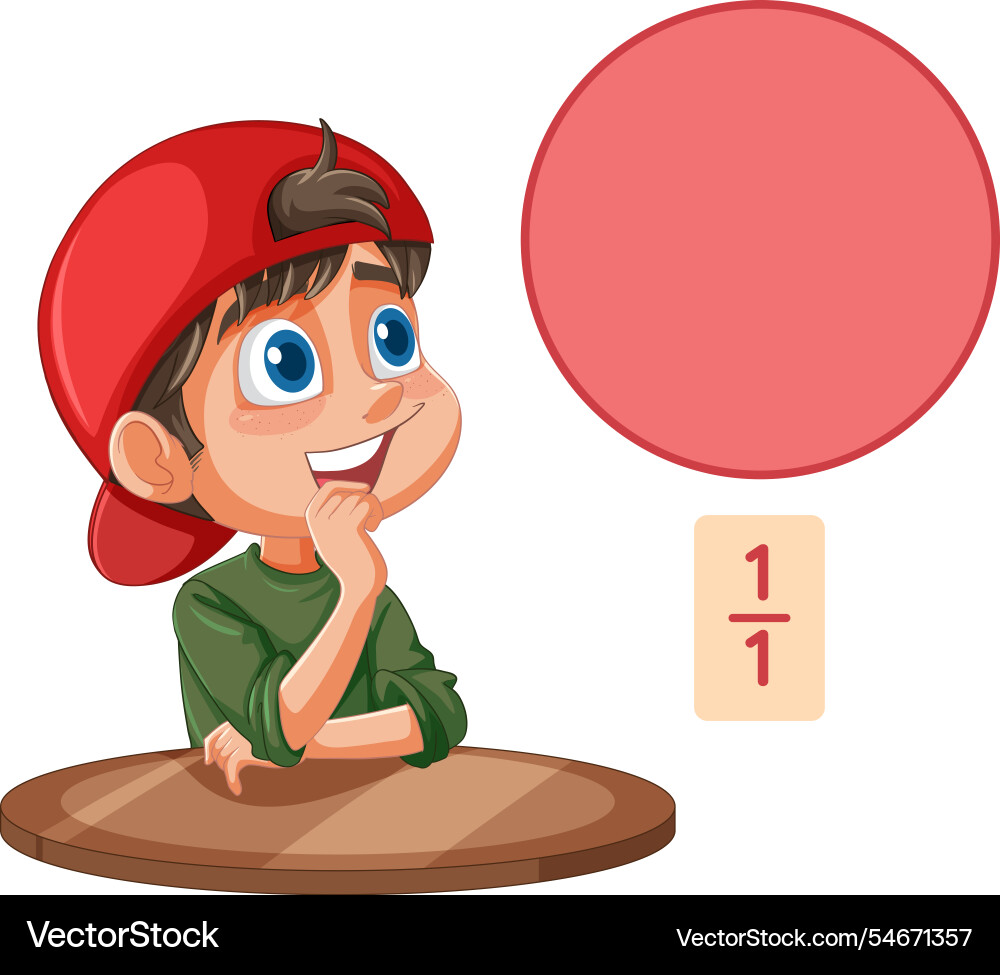 Child learning fractions with visual Child learning fractions with visual vector image