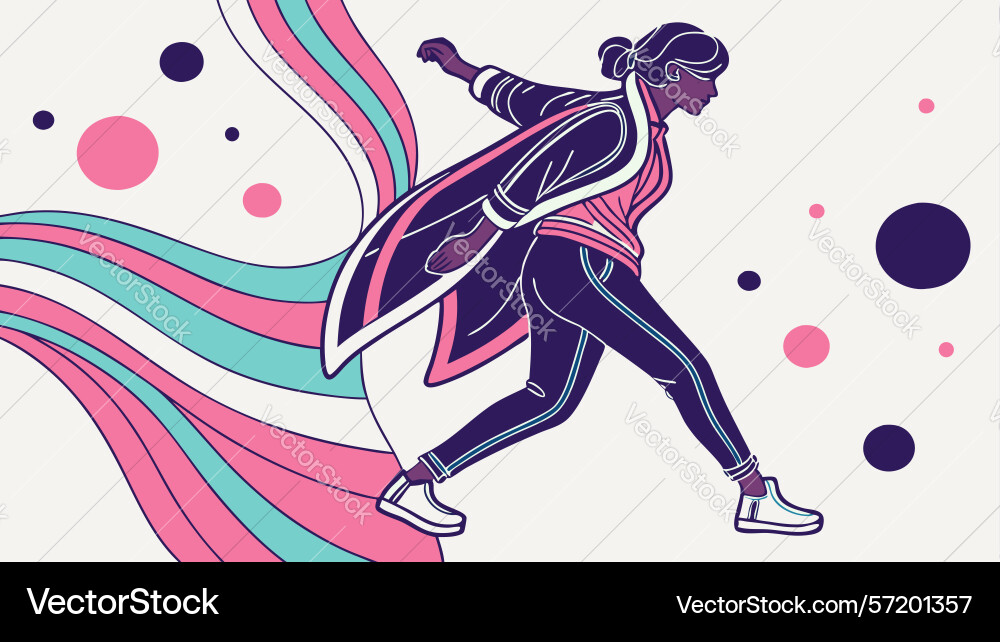 Dynamic person striding on abstract background Vector Image