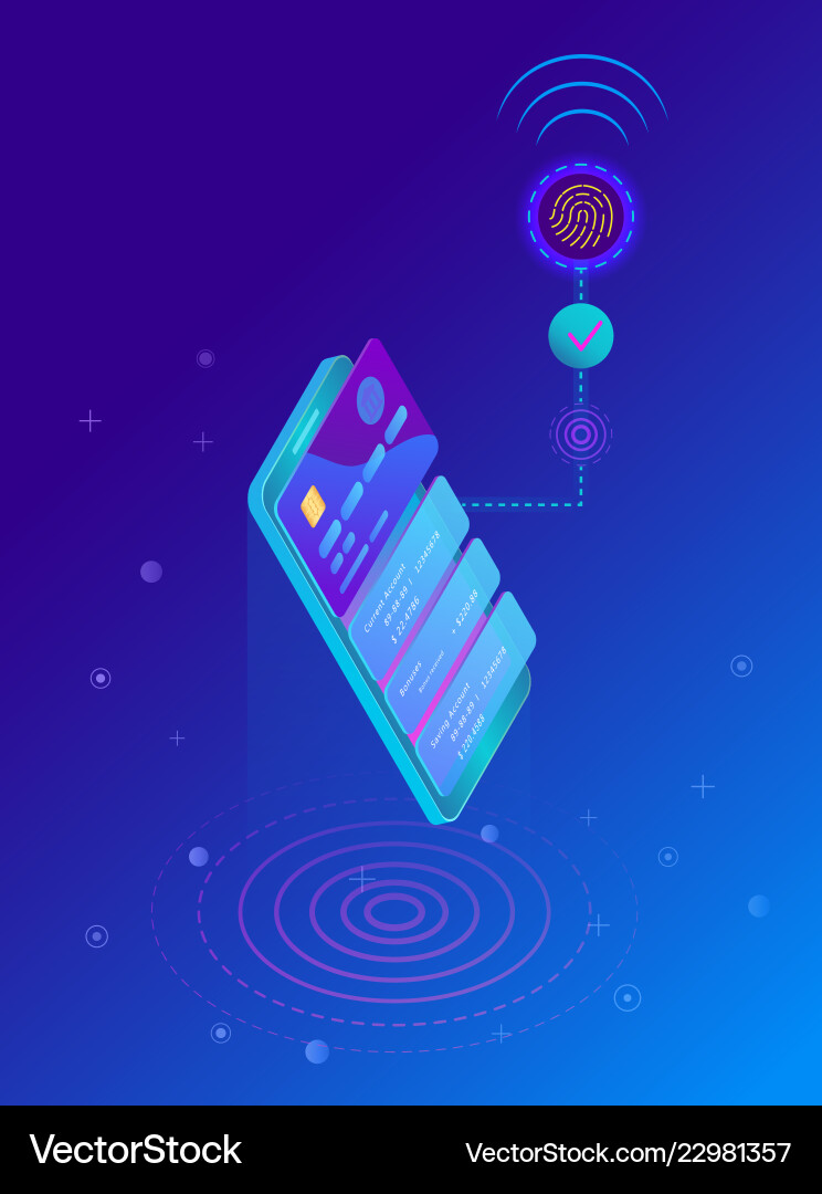 Fingerprint scan biometric identification system Fingerprint scan biometric identification system vector image