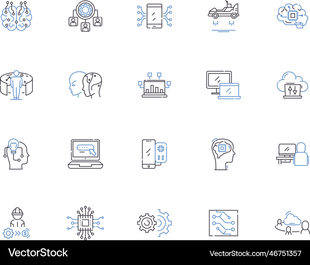 Geek nerds outline icons collection geeks vector image