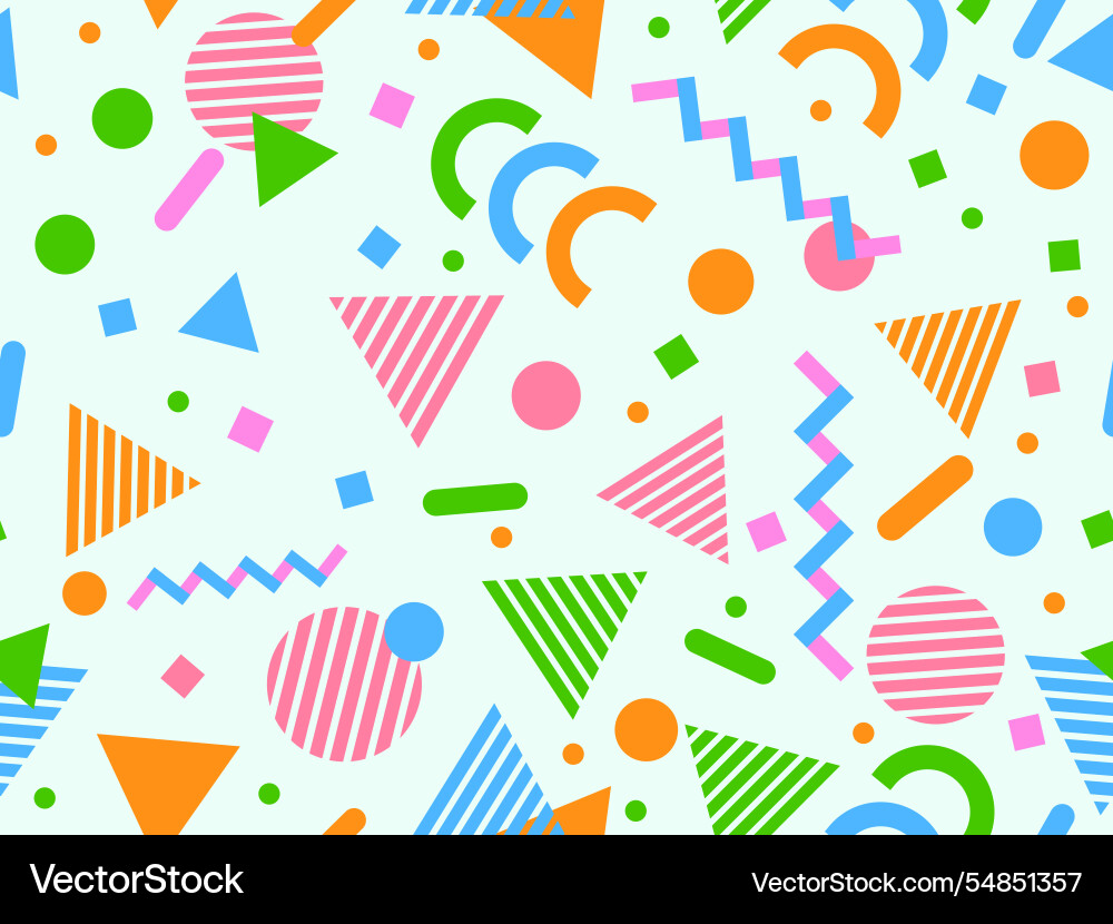 Geometric seamless pattern with memphis elements Vector Image