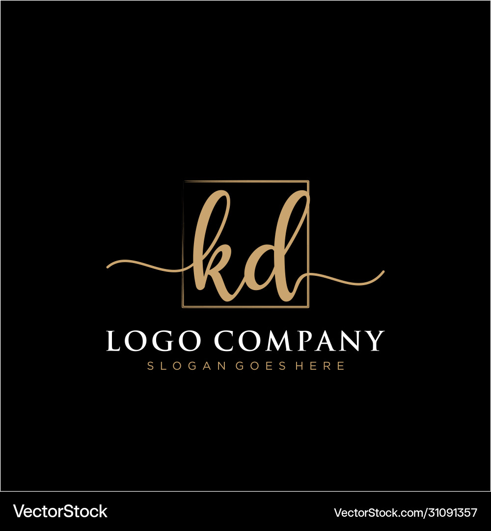 Kd initial handwriting logo with rectangle Kd initial handwriting logo with rectangle vector image